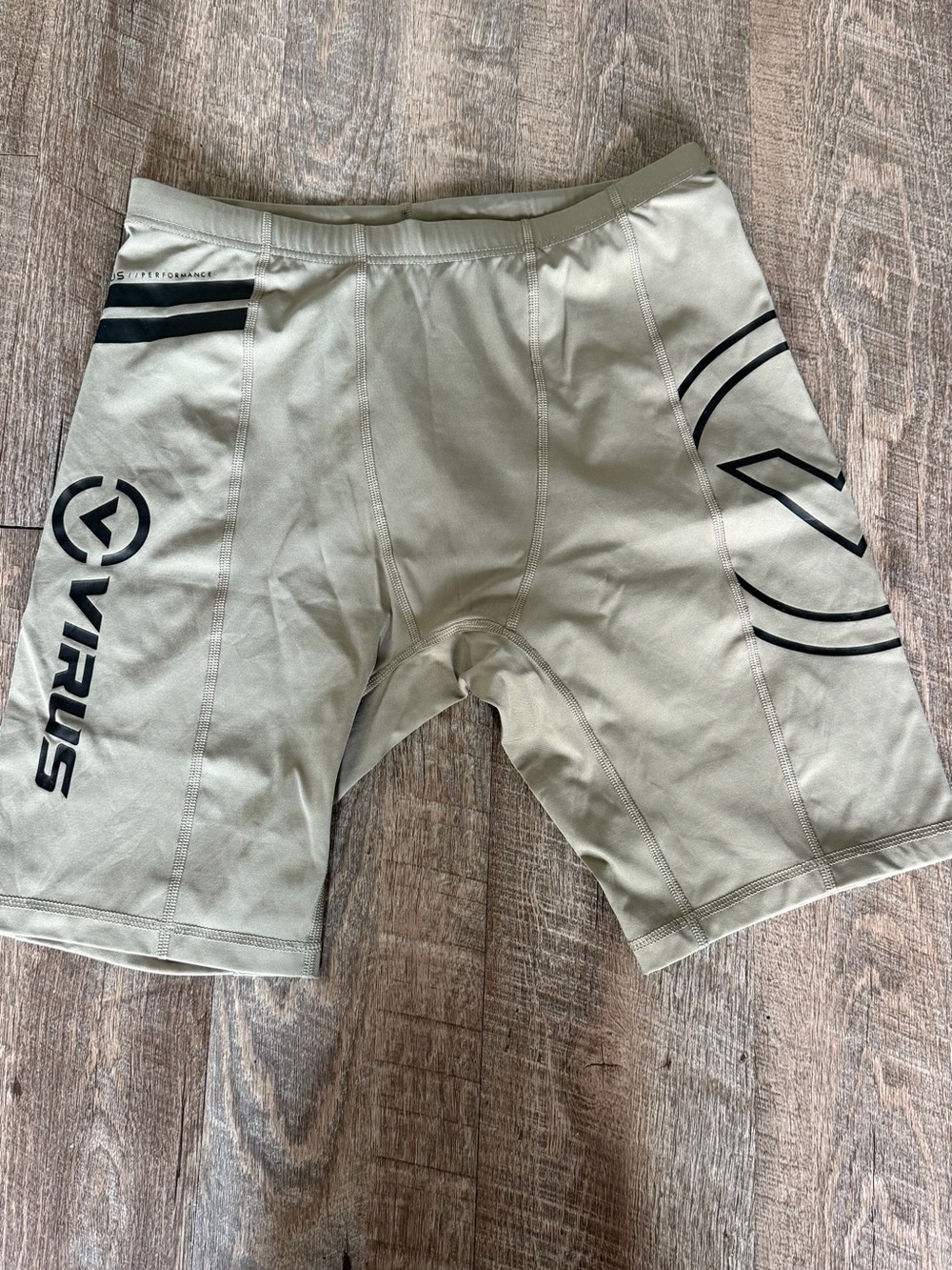 Virus Men's Training Shorts/tights in Olive Green with Black Logos